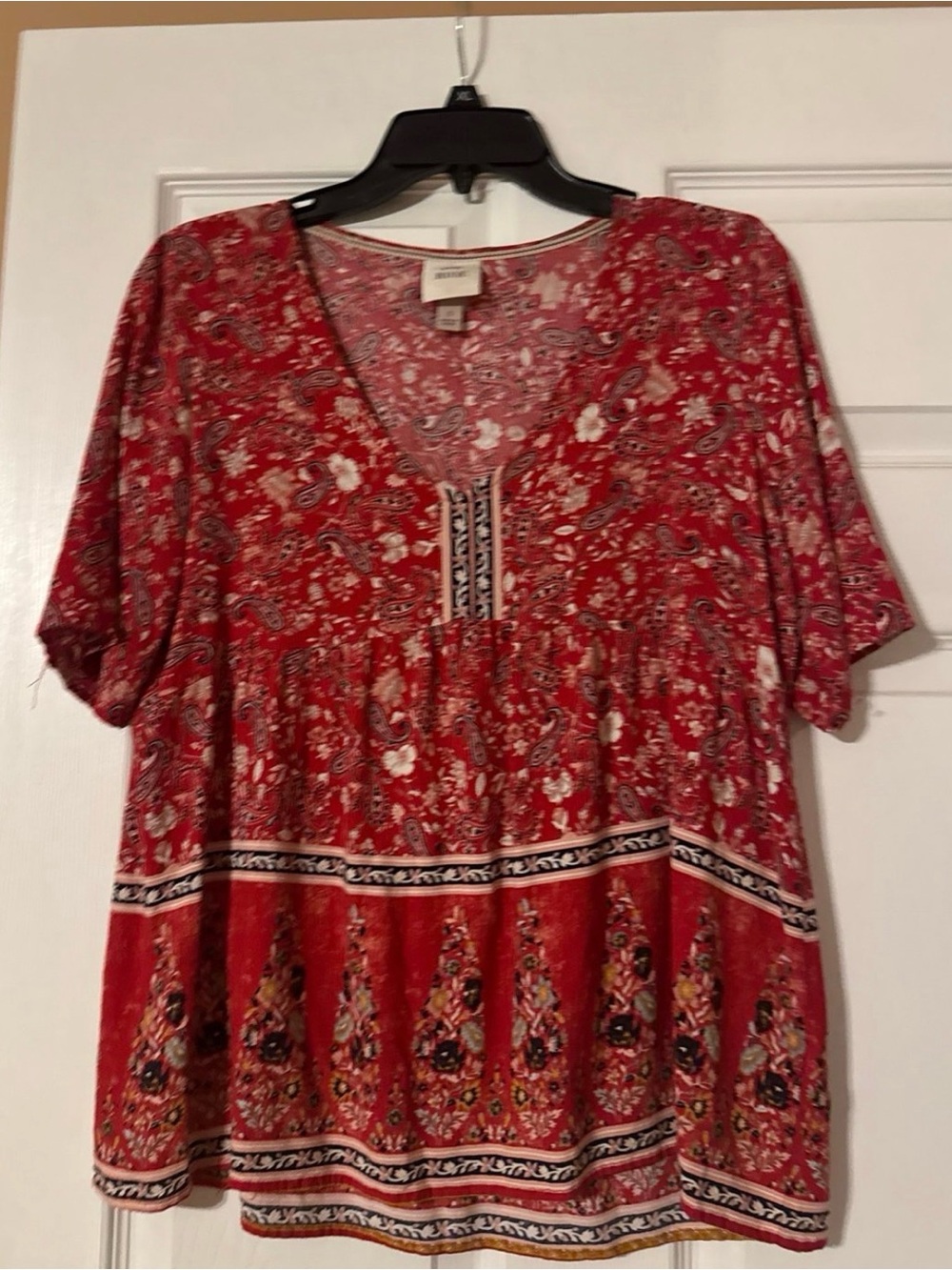 Knox Rose Red Paisley Babydoll Tunic